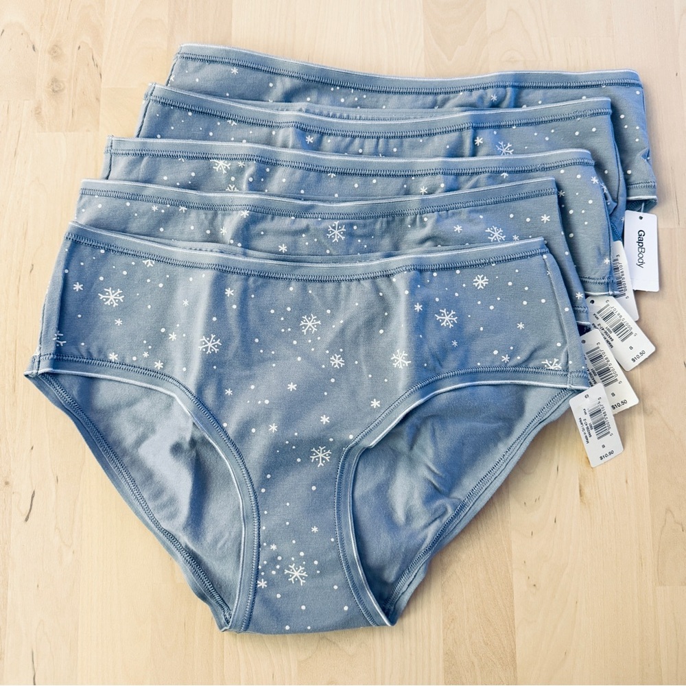 GAP GapBody Cotton Hipster Panties Light Blue Snowflake Print